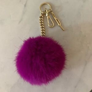 Fuschia & gold genuine rabbit fur keychain 💗✨